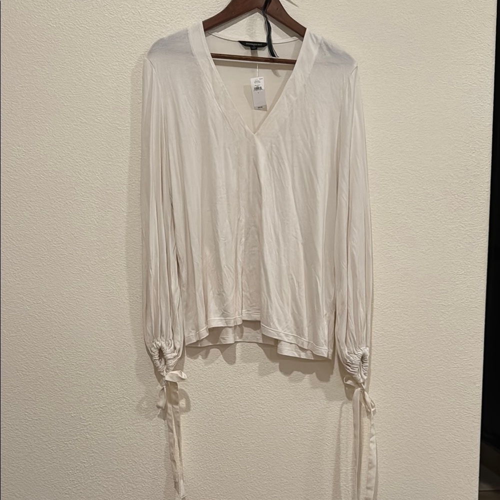 Banana Republic Cream Relaxed Tie cuff Blouse